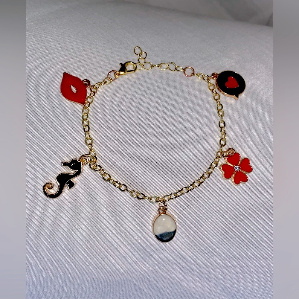 Gold Charm Bracelet- Handmade